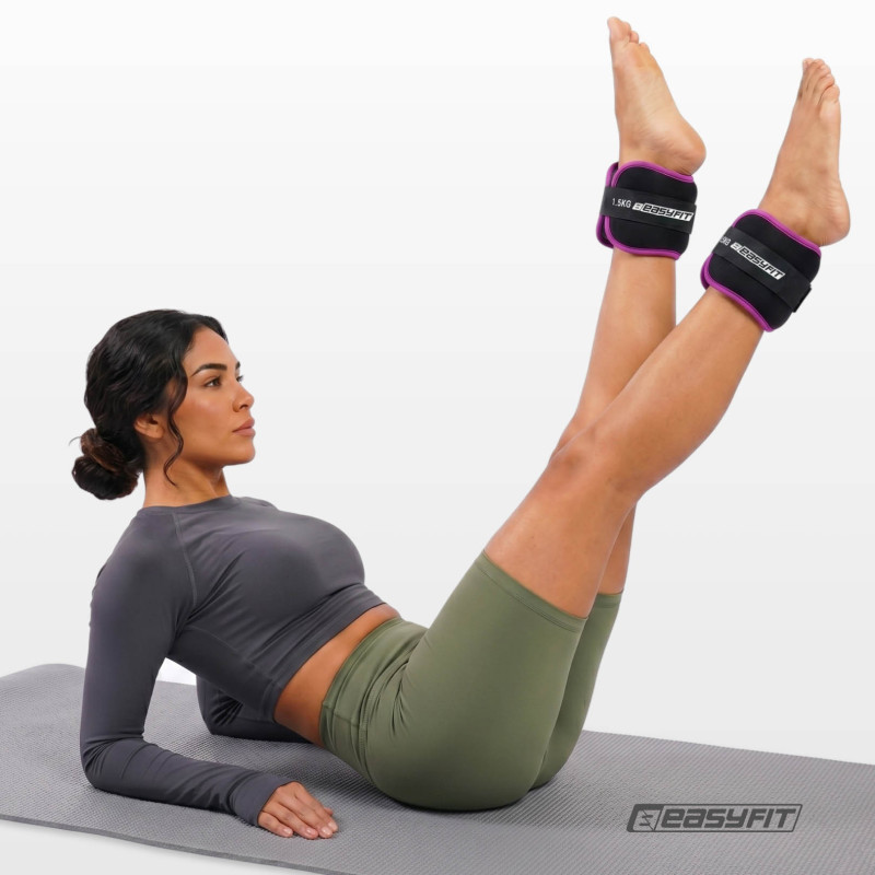 Обтяжувачі для ніг і рук EasyFit Comfort з металом (пара), 1,5 кг, чорно-фіолетові