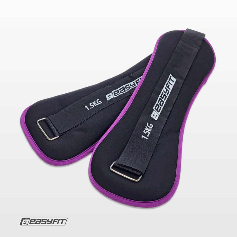Обтяжувачі для ніг і рук EasyFit Comfort з металом (пара), 1,5 кг, чорно-фіолетові