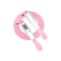 Скоростная скакалка со счетчиком EasyFit, Длина 2,8 м, ручки 18 см, Сталь, Пластик, Вес 130 г, Бело-розовый