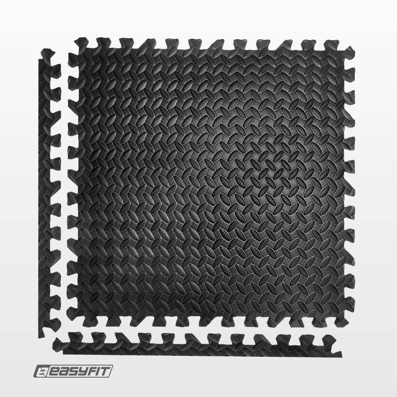 Татами мат EasyFit SwallowTail (пазл ласточкин хвост с бортиком), Размер 120x120 см, Толщина 10 мм, EVA-пена, Черный