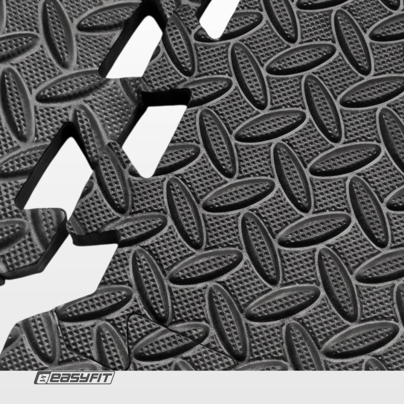 Татами мат EasyFit SwallowTail (пазл ласточкин хвост с бортиком), Размер 120x120 см, Толщина 10 мм, EVA-пена, Черный