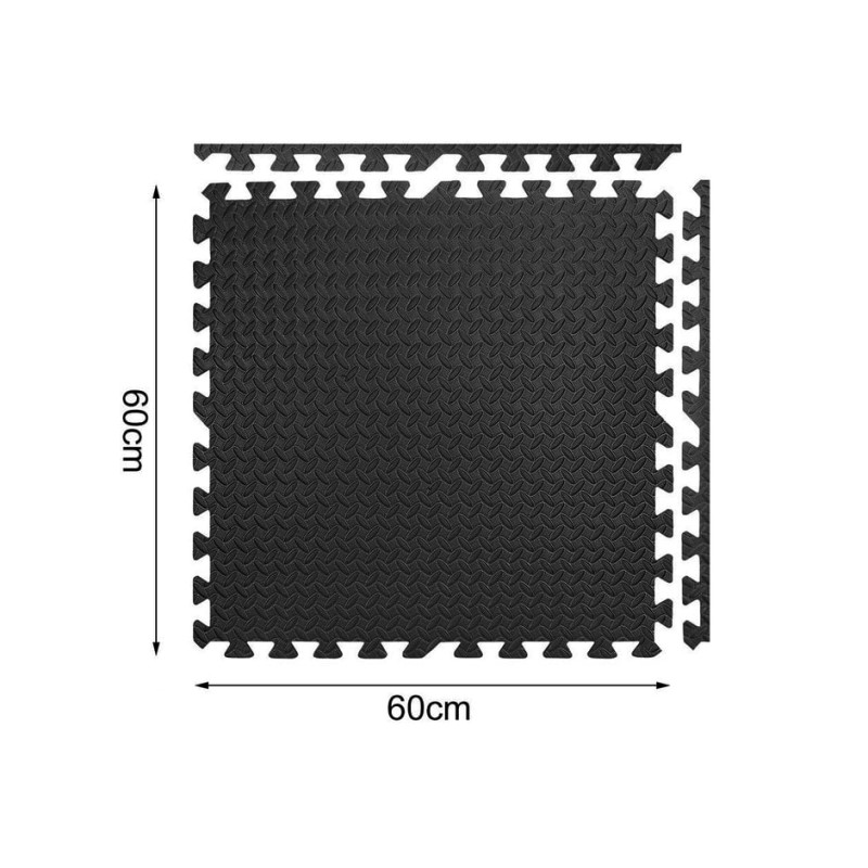Татами мат EasyFit SwallowTail (пазл ласточкин хвост с бортиком), Размер 120x120 см, Толщина 10 мм, EVA-пена, Черный