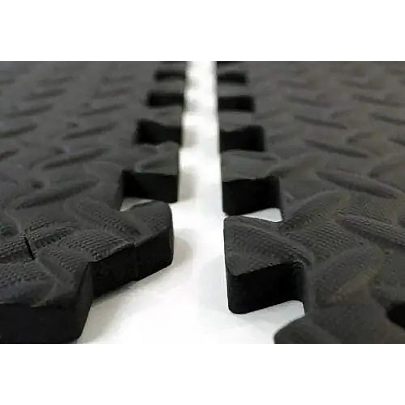 Татами мат EasyFit SwallowTail (пазл ласточкин хвост с бортиком), Размер 120x120 см, Толщина 10 мм, EVA-пена, Черный