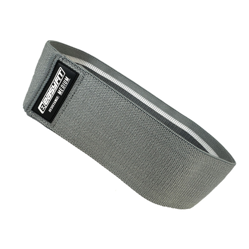 Тканевая резинка (эспандер) EasyFit MEDIUM, Сопротивление 13-21 кг, Длина 76 см, Ширина 8 см, Хлопок, Серый
