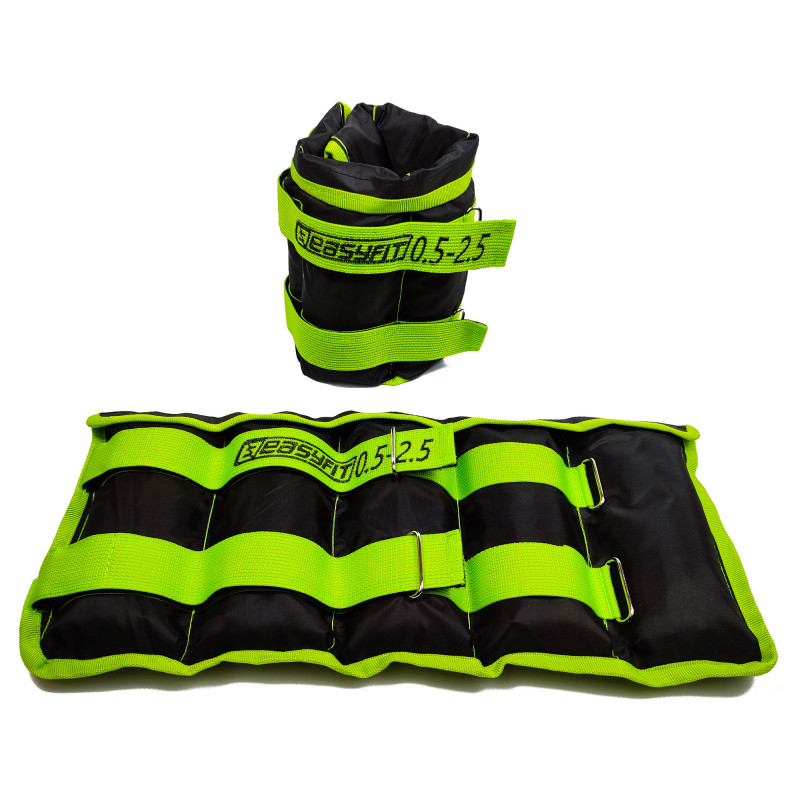 Обтяжувачі для ніг та рук EasyFit набірні чорно-зелені 0,5-2,5 кг (пара)