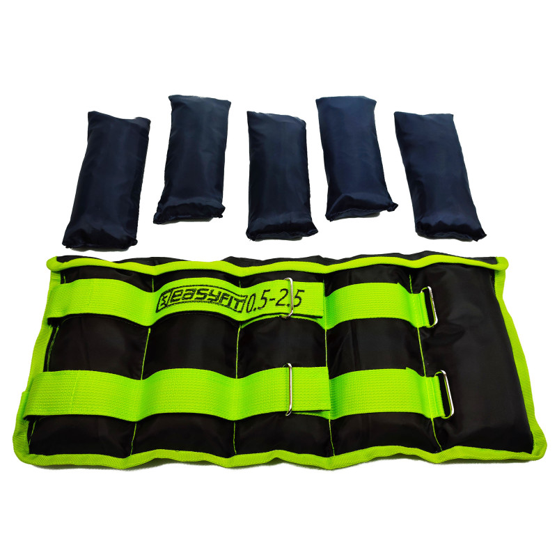 Обтяжувачі для ніг та рук EasyFit набірні чорно-зелені 0,5-2,5 кг (пара)