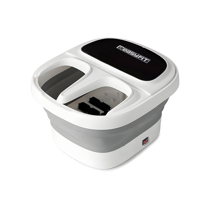 Массажная ванночка для ног EasyFit с подогревом (электрический массажер для стоп), 6 массажных элементов, Размер 40×38×34 см, Складная, Бело-серый