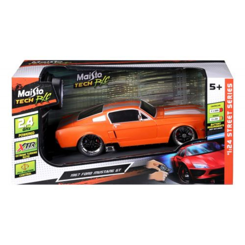 Машинка игрушечная на радиоуправлении 1967 Ford Mustang GT, масштаб 1:24 оранжевый