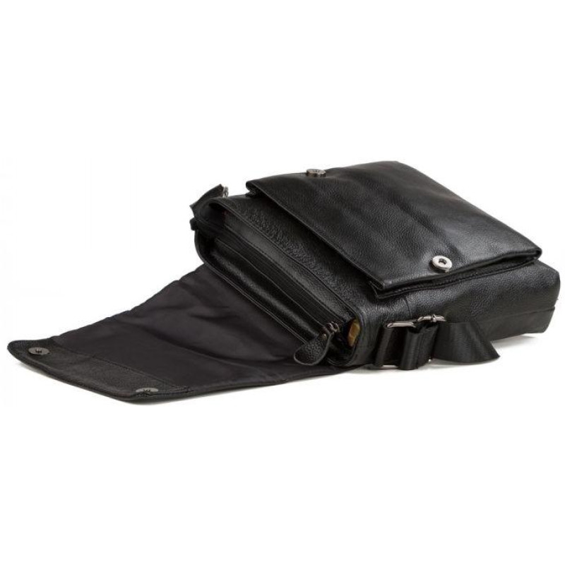 Сумка-месенджер шкіряна Tiding Bag чорна