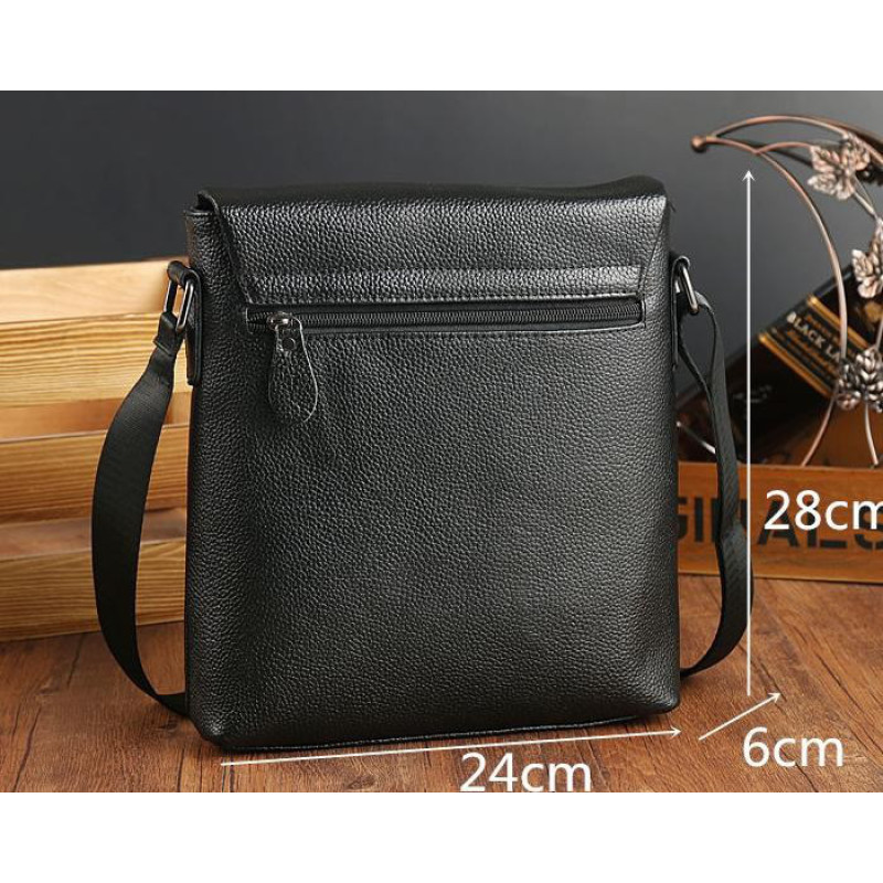 Сумка-месенджер шкіряна Tiding Bag чорна