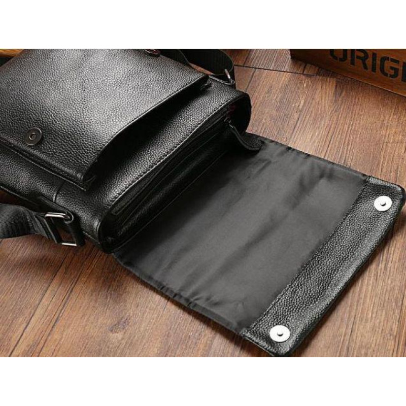 Сумка-месенджер шкіряна Tiding Bag чорна
