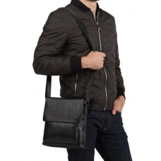 Сумка-месенджер шкіряна Tiding Bag чорна