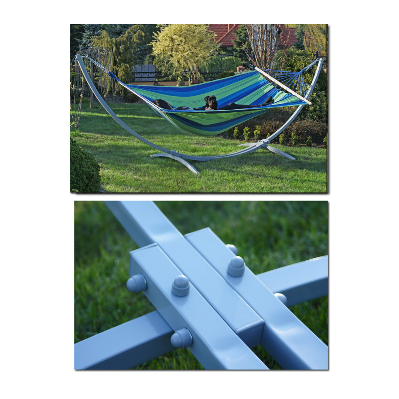 Стійка для гамака + Двомісний гамак SOFT бежевий XXL 200x140 з планками