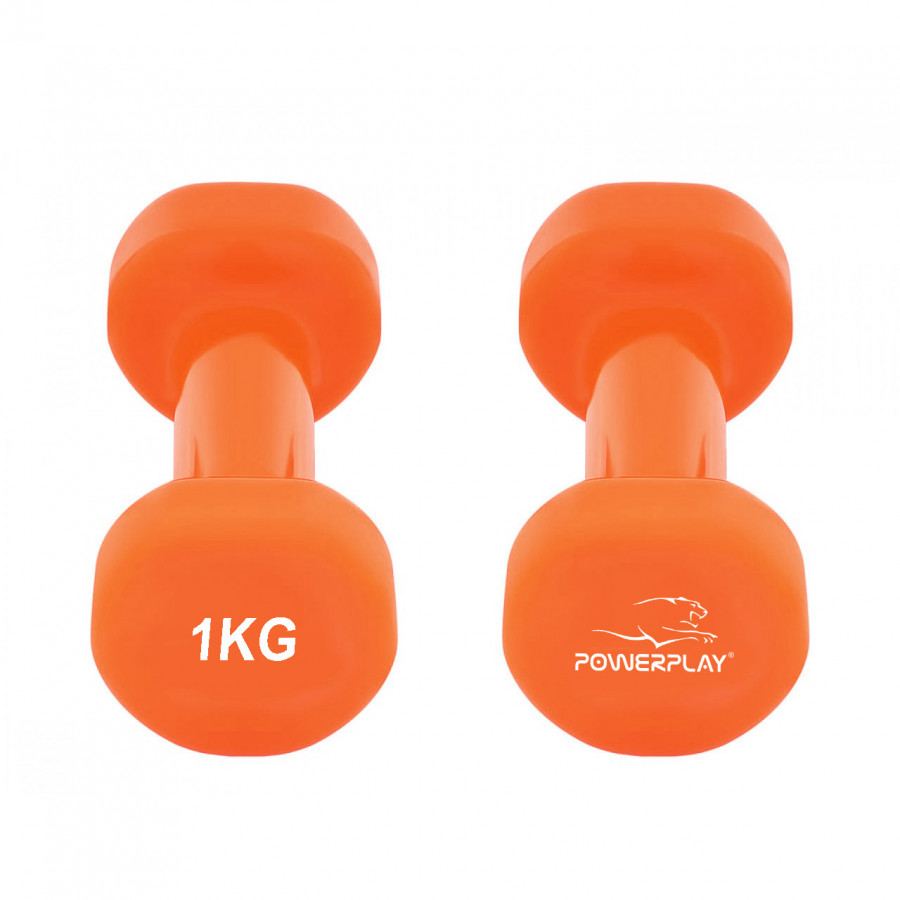 Гантелі вінілові PowerPlay 4125 Achilles 2*1 кг. Помаранчеві (пара - 2шт.)
