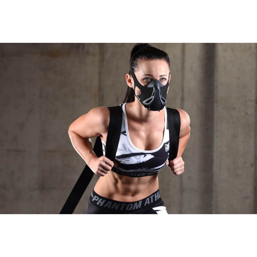 Маска для тренування дихання Phantom Training Mask Black, розмір L, медичний силікон, нейлоновий чохол, 4 рівні опору