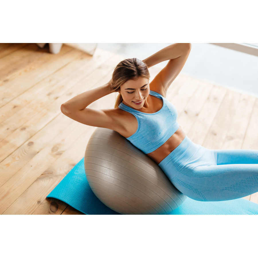 М'яч для фітнесу (фітбол) PowerPlay 4001 Ø75 cm Gymball Сріблястий + помпа