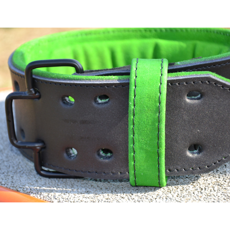 Пояс для важкої атлетики MadMax MFB-302 Quick Release Belt шкіряний Black/Green XL