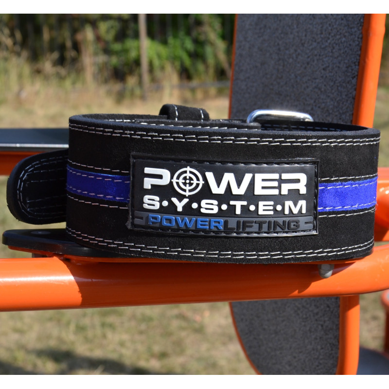 Пояс для пауерліфтингу Power System PS-3800 PowerLifting шкіряний Black/Blue Line XXL
