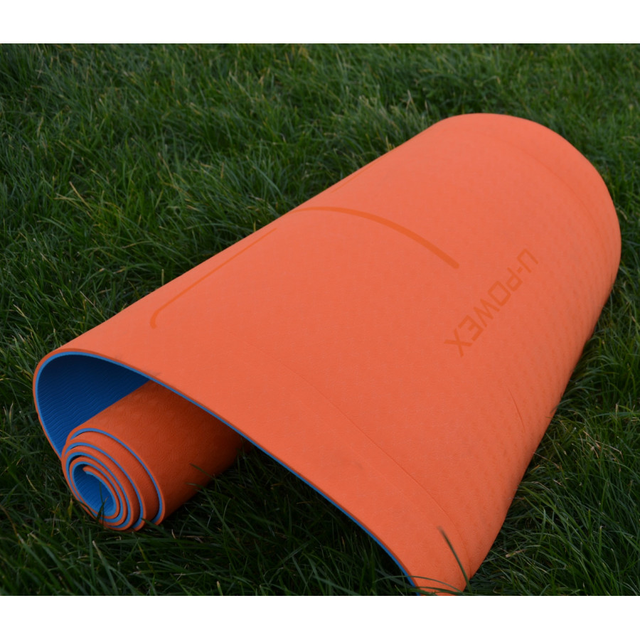 Коврик для йоги и фитнеса U-POWEX TPE йога-мат Orange/Blue (183х61х0.6)