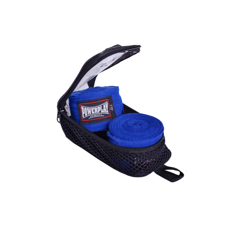 Бинты для бокса PowerPlay 3046 NYLON, Комплект: 2 бинта+чехол, Длина 4,5 м, Эластичные, Нейлон, Синий