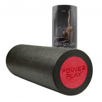 Масажний ролик (роллер) гладкий PowerPlay 4021 Fitness Roller Чорно-червоний (30x15см.)