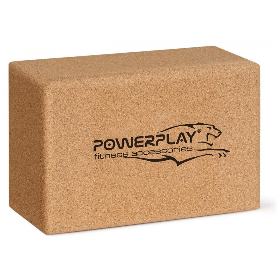 Блоки для йоги 2шт. PowerPlay PP_4006 з пробкового дерева Cork Yoga Block (пара)