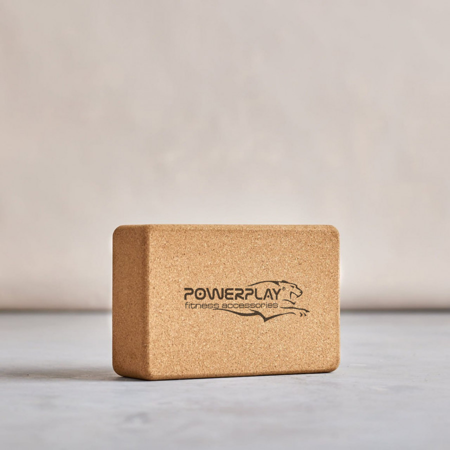 Блоки для йоги 2шт. PowerPlay PP_4006 з пробкового дерева Cork Yoga Block (пара)