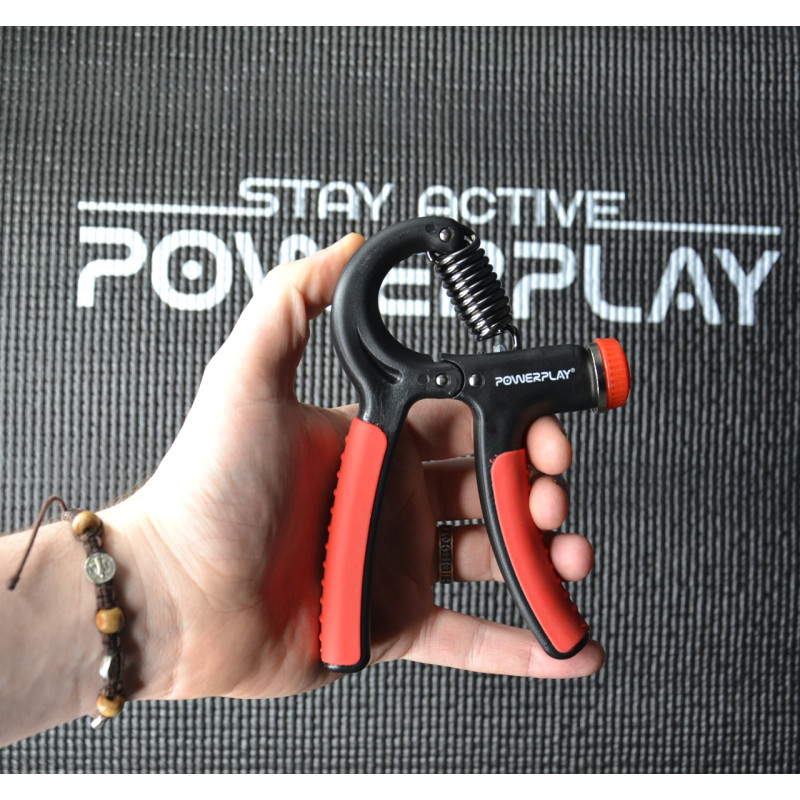 Эспандер кистевой PowerPlay PP-4323 с регулируемой нагрузкой 10-40 кг, Strength Grip, Черно-красный