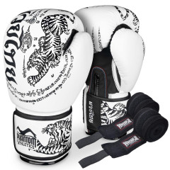 Перчатки для бокса Phantom Muay Thai White 10 унций (бинты )