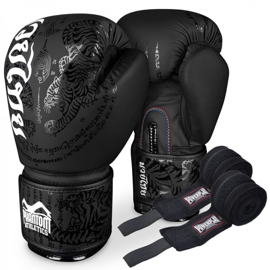 Боксерські рукавиці Phantom Muay Thai Black 10 унцій (бинти в подарунок)