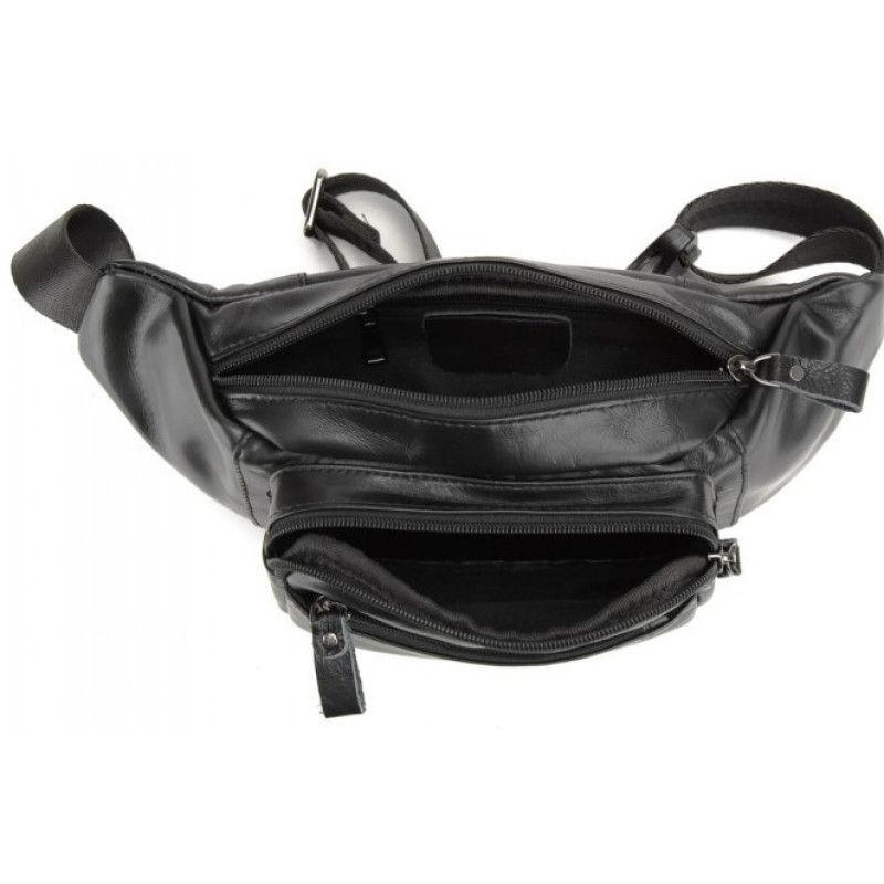 Сумка на пояс, бананка из натуральной кожи Tiding Bag черный