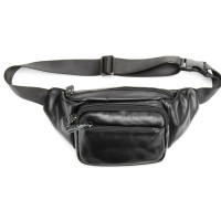 Сумка на пояс, бананка из натуральной кожи Tiding Bag черный