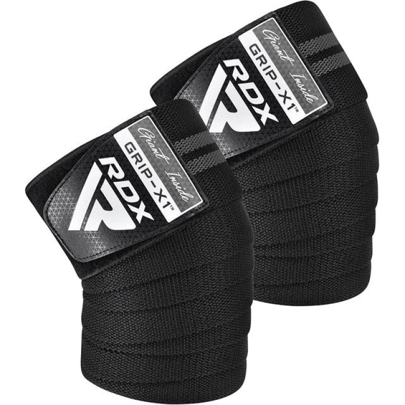 Бинты на колени RDX KR11 GYM Knee Wrap BLACK/GREY, Длина 2 м, Хлопок, Полиэстер, Черно-серый