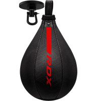 Пневмогруша боксерська RDX F6 KARA SPEED BALL Matte Red + карабін, Висота 26 см, Окружність 26 см, Штучна шкіра Mayahide, Чорно-червоний