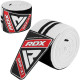 Бинты на колени RDX K1 GYM Knee Wraps White/Black Plus, Длина 2 м, Хлопок eglantine, Бело-чёрный