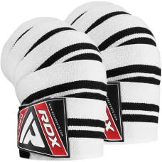Бинты на колени RDX K1 GYM Knee Wraps White/Black Plus, Длина 2 м, Хлопок eglantine, Бело-чёрный
