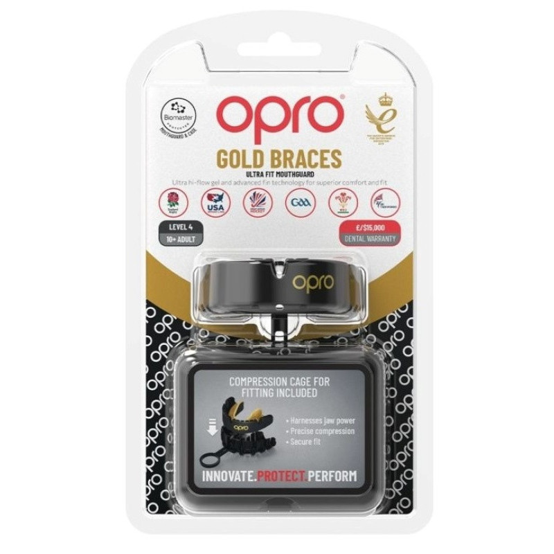 Капа OPRO Gold Braces під брекети доросла (вік 11+) Blackl/Gold (art.102506001)