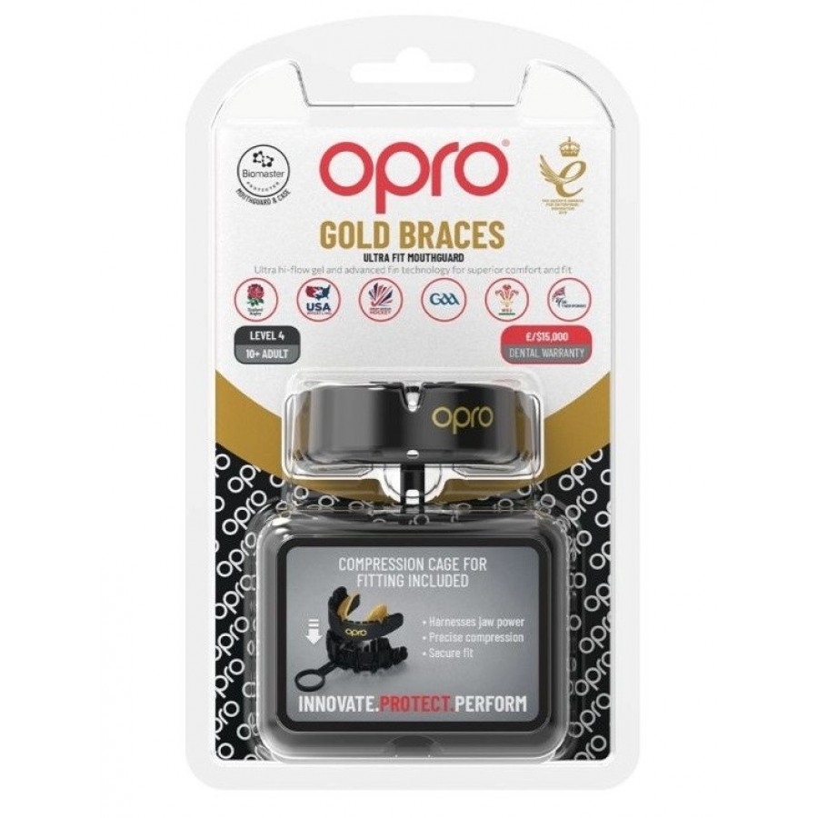 Капа OPRO Gold Braces під брекети доросла (вік 11+) Blackl/Gold (art.102506001)