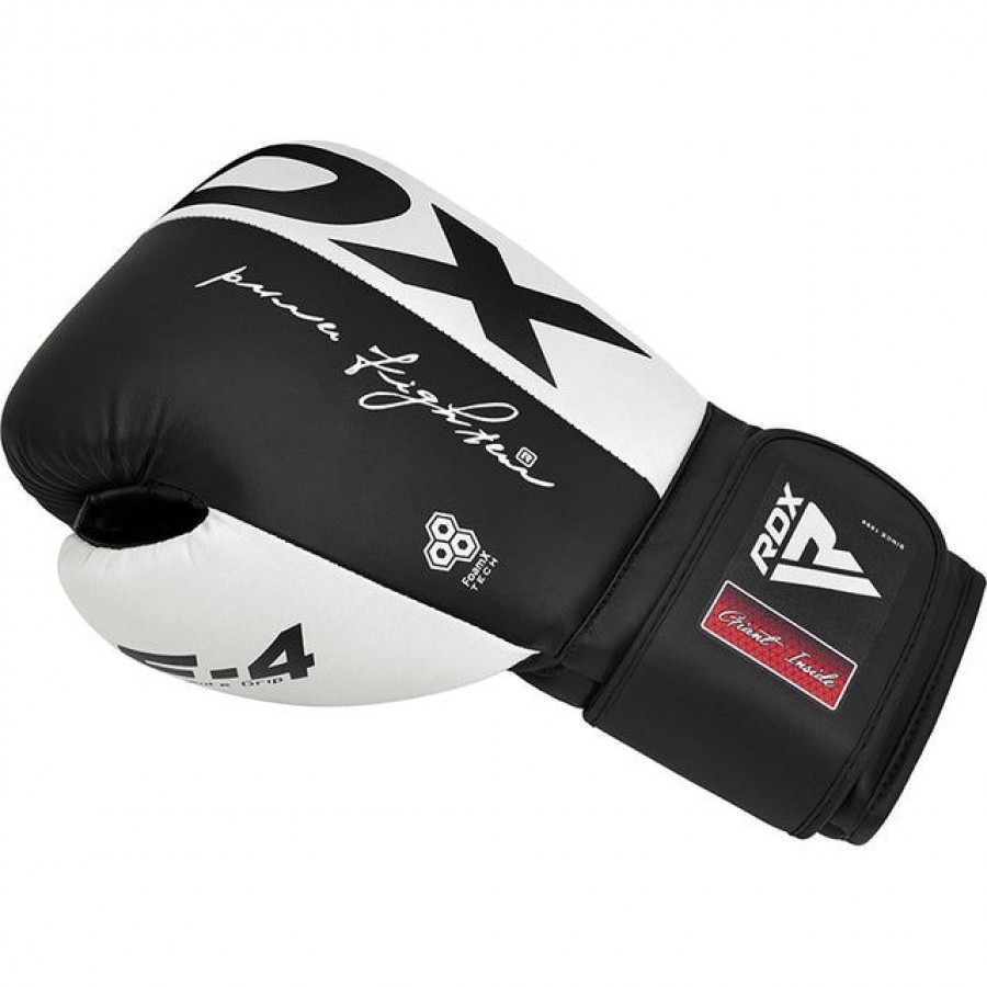 Боксерські рукавиці RDX F4 Boxing Sparring Gloves Hook&Loop WHITE/BLACK 10 унцій (капа у комплекті)