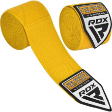Бинти для боксу RDX WX Professional Boxing Hand Wraps Yellow, Комплектація: пара (2 бинти), Довжина 4,5 м, Еластичні, Бавовна, Нейлон, Жовтий