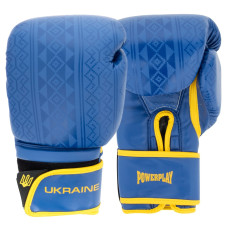Боксерські рукавиці PowerPlay 3021 Ukraine, 12 унцій, Поліуретан (еко-шкіра), Синьо-жовтий