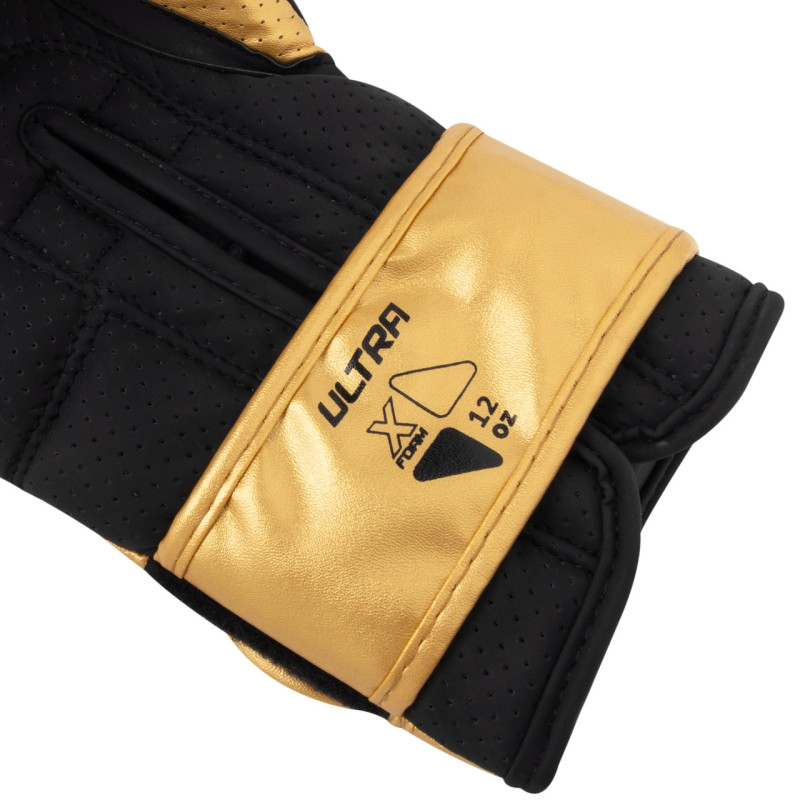 Боксерські рукавиці PowerPlay 3024 Ultra Mat, 12 унцій, Штучна шкіра (PU), Чорно-золотий