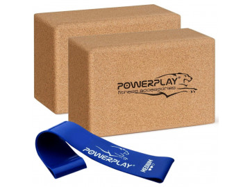Блоки для йоги 2шт. PowerPlay PP_4006 з пробкового дерева Cork Yoga Block (пара)