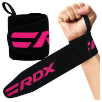 Бинты для запястий (кистевые бинты) RDX W2 Gym Wrist Wraps Pink Pro, Комплектация: пара (2 бинта), Хлопок, Черно-розовый