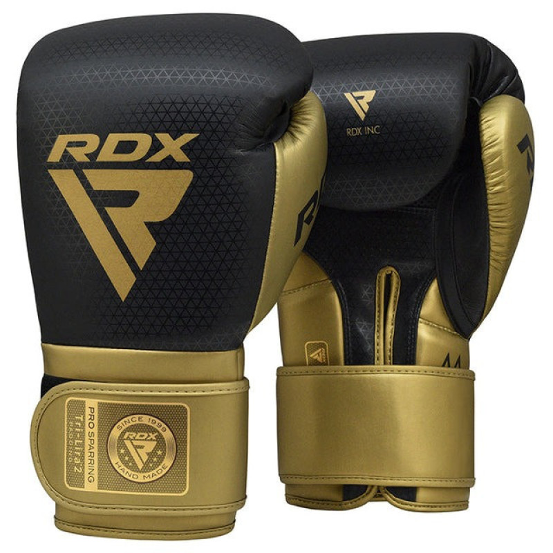 Боксерські рукавиці RDX MARK PRO SPARRING TRI LIRA 2 GOLDEN-10 унцій (капа в комплекті)