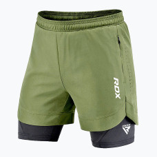 Компресійні шорти для MMA RDX T16 2-в-1 GREEN/BLACK, Розмір S, Поліестер, Спандекс, Зелений