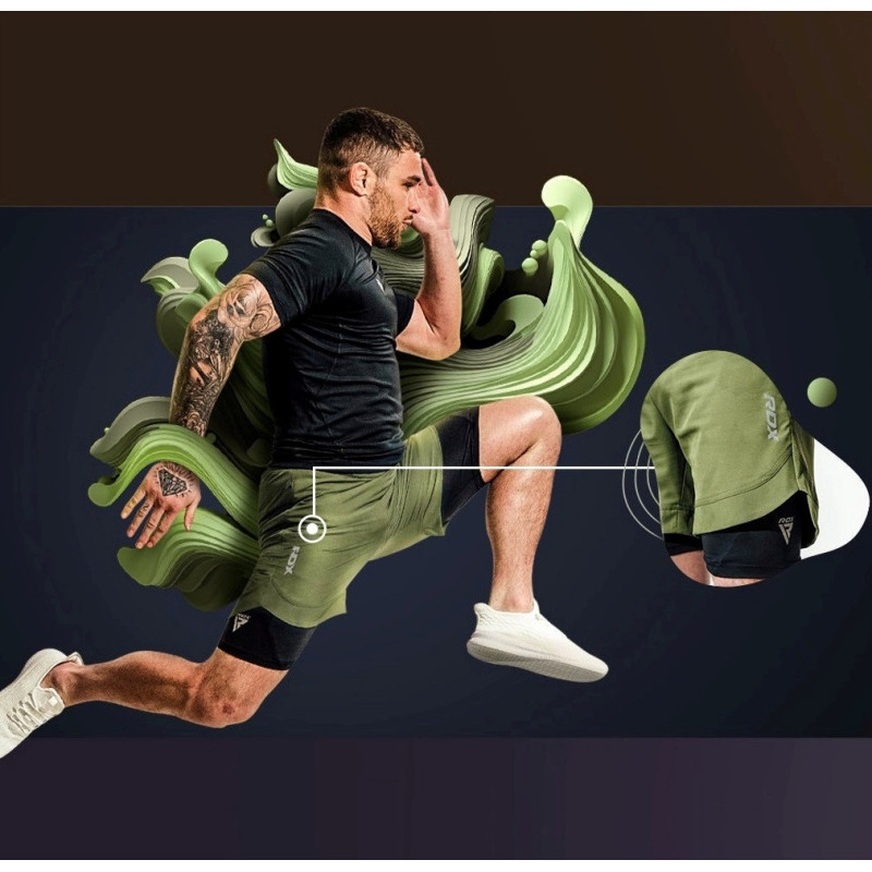 Компресійні шорти для RDX MMA T16 2-в-1 GREN/BLACK-S