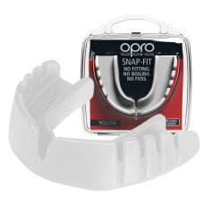 Капа боксерская OPRO Snap-Fit, Взрослая (возраст 11+) White, Посадка: готова к использованию (не требует кипячения), EVA-полимер, Белый