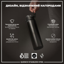Пляшка для води металева ION8 1200 мл. Stainless Steel , Black Пляшка для води металева ION8 1200 мл. Stainless Steel , Black