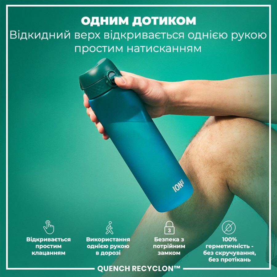 Пляшка для води ION8 1000 мл. (ЕКО пляшка) BPA Free, Aqua